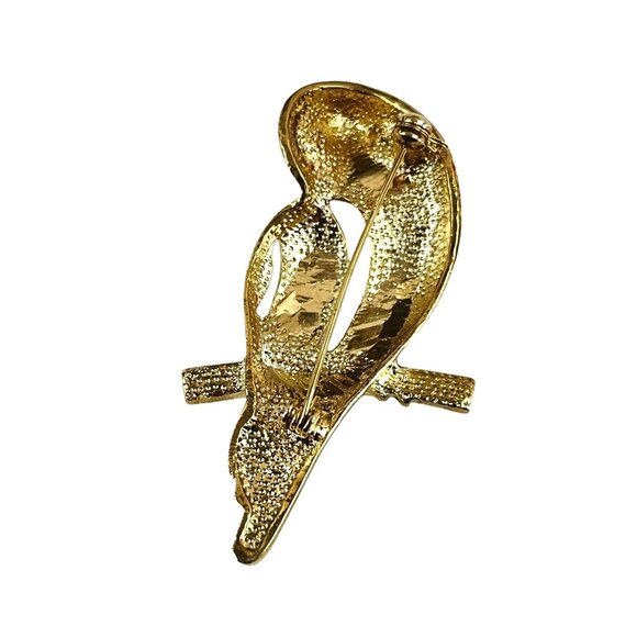 Gold-Tone Owl On Branch Brooch Blue & Clear Rhinestones  Gold-Tone Owl On Branch Brooch Blue & Clear Rhinestones Wisdom Pin Jewelry